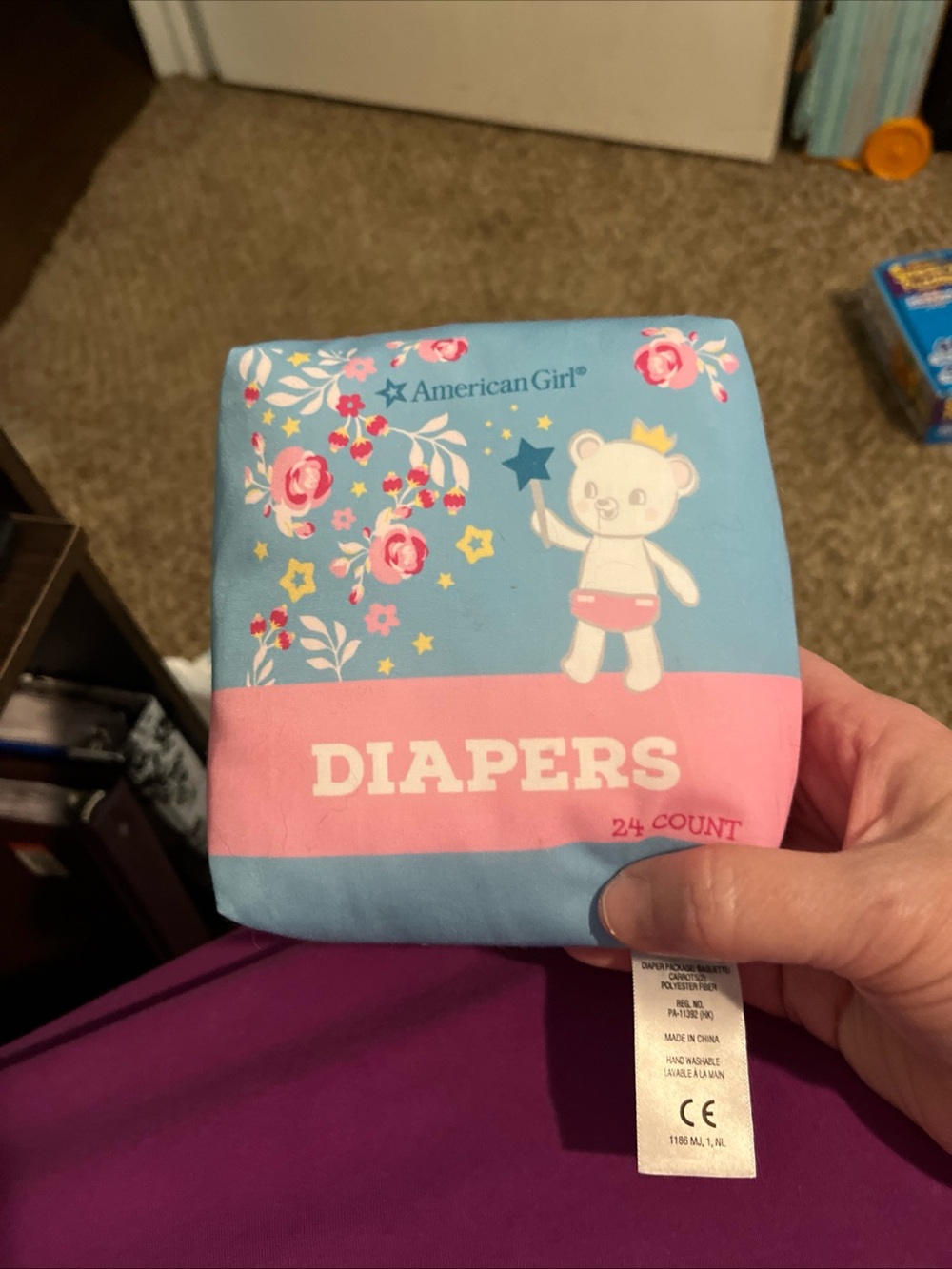 American Girl Blue & Pink Floral Bear Play Diapers - 24 Pack